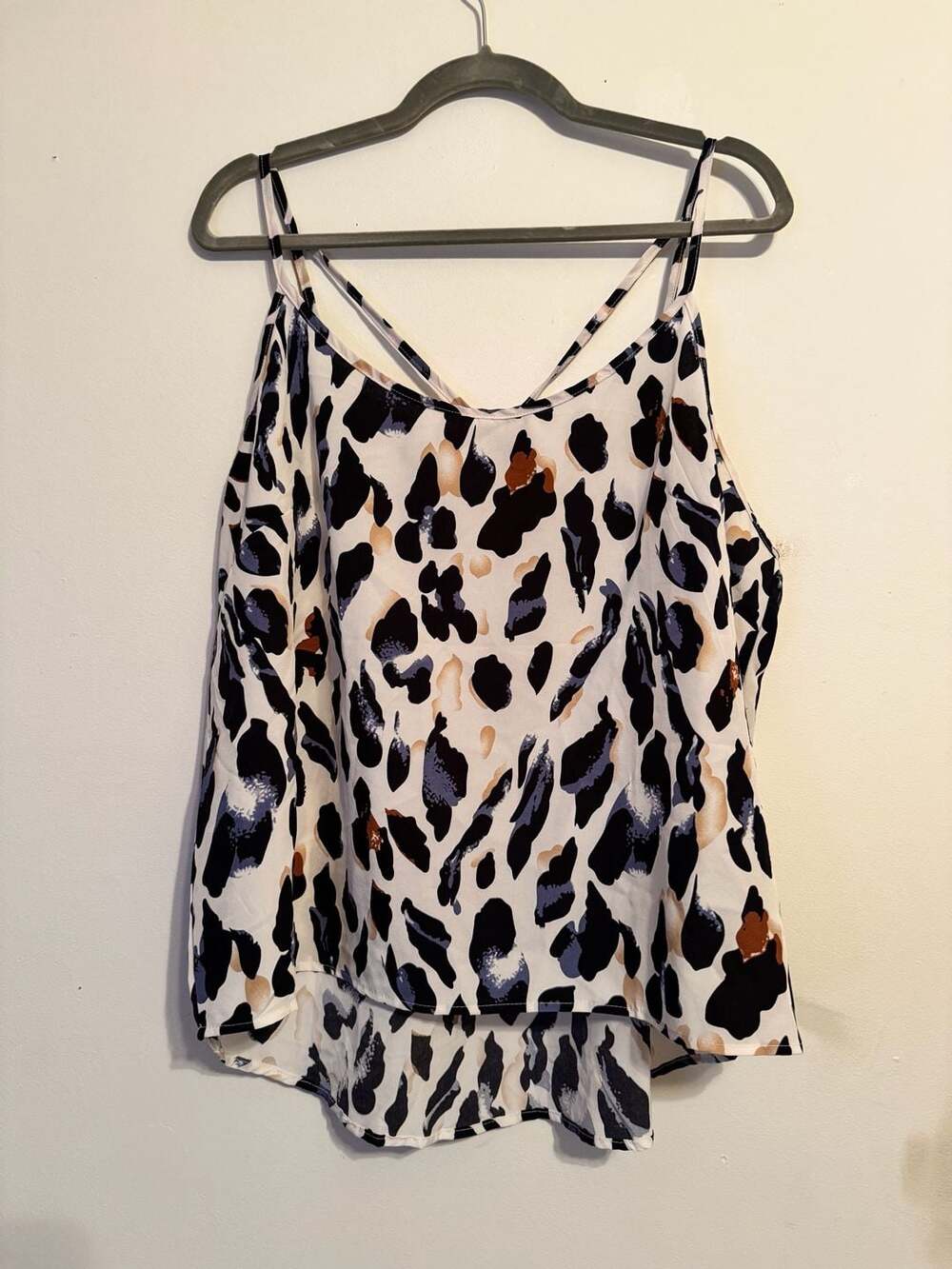 SHEIN Curve Leopard Print Criss-Cross Open Back Tank Top